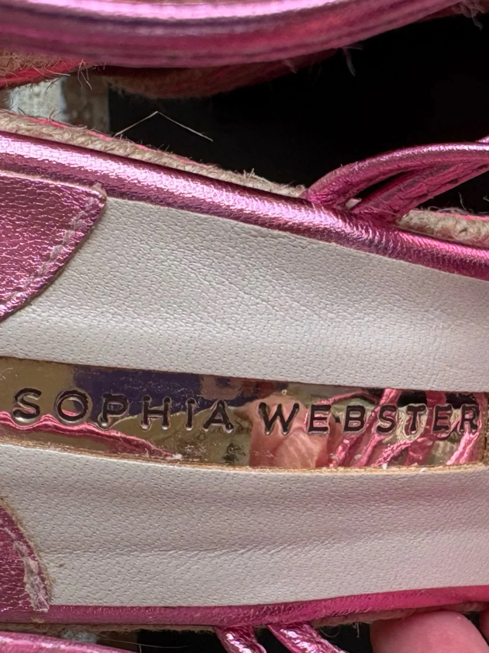Sophia Webster Mimi Espadrille Wedge Sandals Metallic Citrus Pink EU Size 39